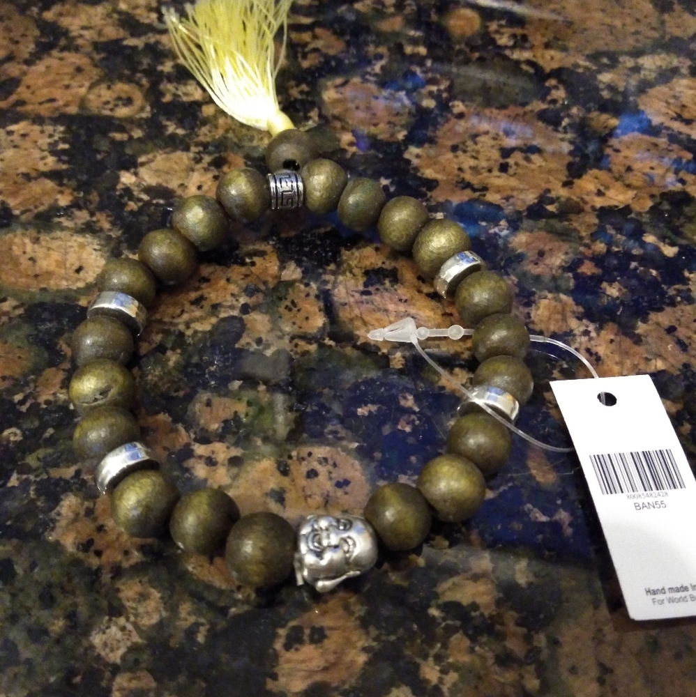 Happy Buddha Tassel Bracelet Dark Brown